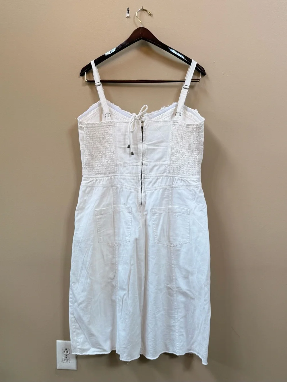 Anthropologie Pilcro White Denim Corset Midi Dress - Picture 2 of 4